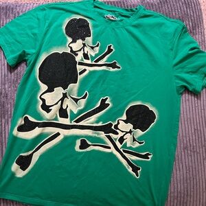 Green Graphic T-Shirt with skull Design